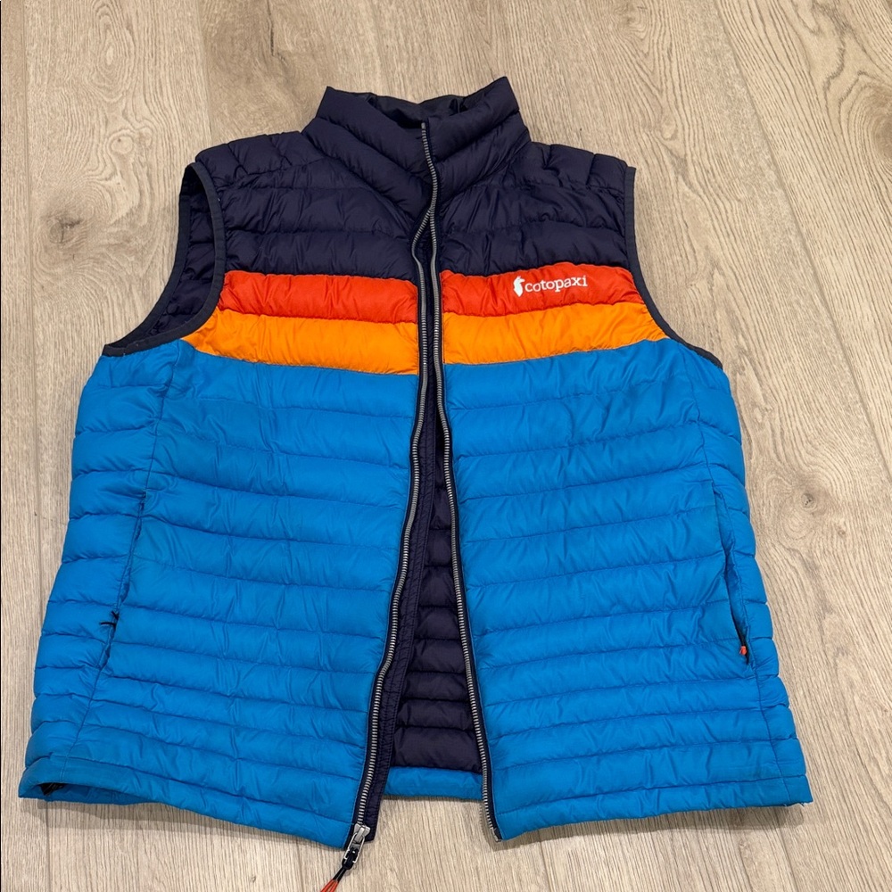 Men’s Cotopaxi Blue and Orange Puffer Vest M/L